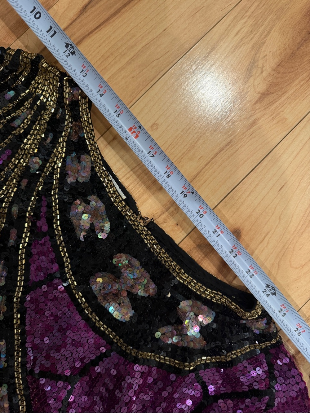 Jack Bryan Vintage Hand-Beaded Sequin Art Deco Top Purple Black Gold Size 6 - Picture 13 of 16